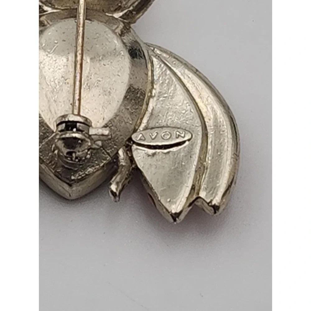 Vintage signed BW Avon Pin Rhinestone‎ Enamel Wing Bee Insect Bug Brooch